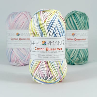 5 bollen Haakgaren - katoen kleur wit met zachte kleurtjes (9051) - Cotton queen multi garen