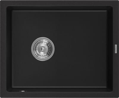 Mexen Pedro granieten spoelbak 1-komerig 560 x 460 , zwart, sifon chroom - 6508561000-77