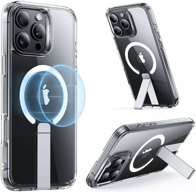 ESR Hoesje Geschikt voor Apple iPhone 16 Pro - Compatibel met MagSafe - Boost Flickstand - Back Cover met Standaard - Militaire Bescherming - Transparant