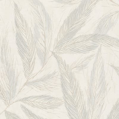 Natuur behang Profhome 790963-GU vliesbehang licht gestructureerd met bloemmotief en metalen accenten wit crèmewit zilver blauwgrijs 5,33 m2