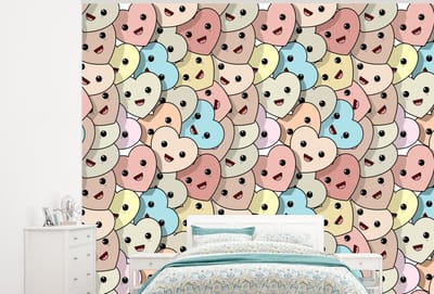 Behang - Fotobehang Hart - Patroon - Baby - Breedte 300 cm x hoogte 240 cm