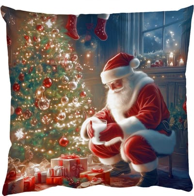 Sierkussens - Kussentjes Woonkamer - 50x50 cm - Kerstman - Haard - Donker