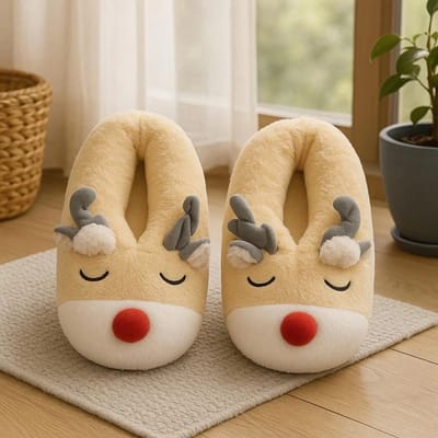 Rendier Sloffen Volwassenen Vrouwen Beige Herfst/Winter Maat 40/41