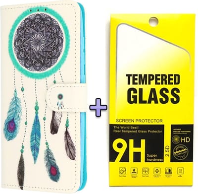 Casemania Hoesje + Glas Geschikt voor Samsung Galaxy S25 - Dreamcatcher - Portemonnee Book Case