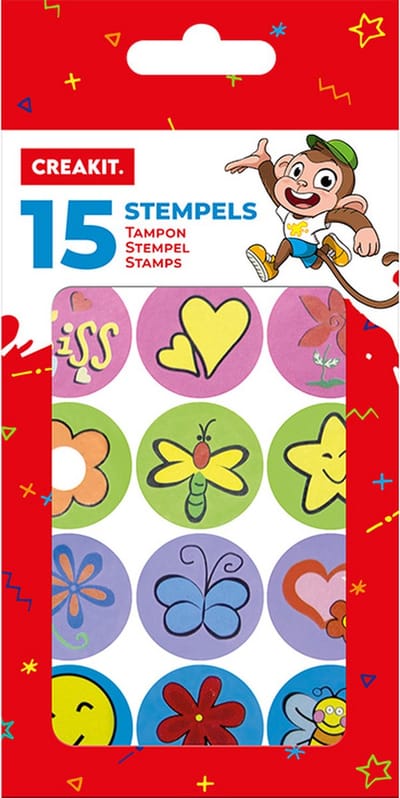 CREAKIT. Stempels – 15 stuks – Stempelset – Stempels voor Kinderen en Volwassenen – Meerkleurig