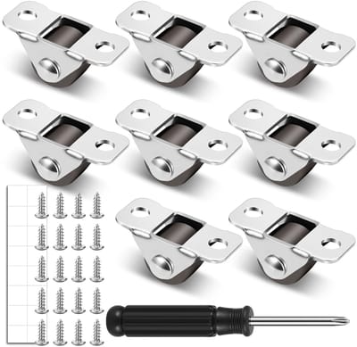 Set van 8 Stille Rubber Meubelwielen van 1,2 cm met 20 Schroeven en 1 Schroevendraaier voor Meubels, Kasten en Kleine Apparaten