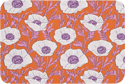 Badmat 90x60 cm - Antislip - Bloemen - Grafisch - Oranje - Badmatten voor badkamer - Badkamermat - Douchemat - Badkamer mat
