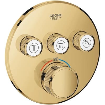 Grohe Grohtherm SmartControl thermostat ready-mount set with 3 shut-off valves, round design 29121GL0
