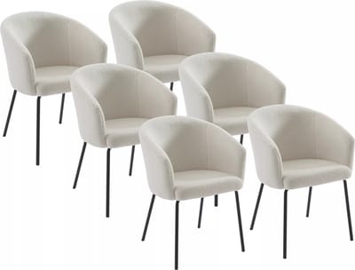 Vente-unique Set van 6 stoelen met armleuningen van boucléstof en metaal - Crèmewit - MORONI van Pascal MORABITO