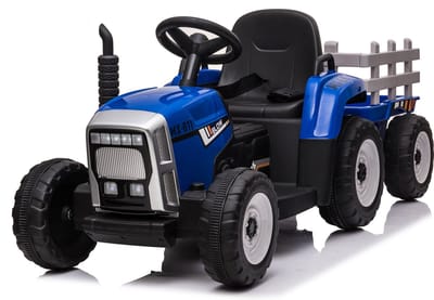 Elektrische kindertractor met aanhanger 12V Blauw
