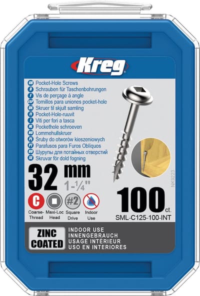 Kreg Pocket boring schroeven met sluitringkop, grof, 32 mm, zink gecoat, 100 stuks tijdelijk in zakje