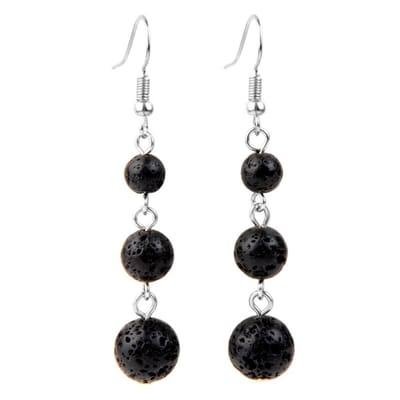 Fako Bijoux® - Oorbellen - Natuursteen - 6-8-10mm - Lavasteen
