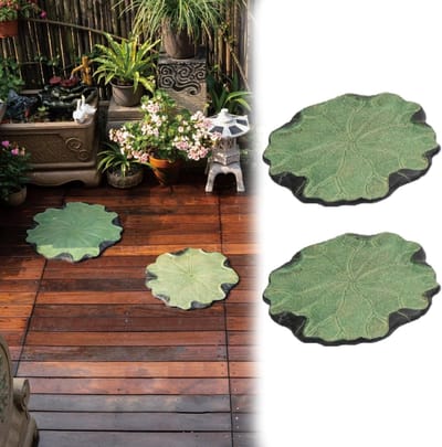 Tuinstapstenen Lotusblad - Decoratieve Stenen - Pad Aanleggen - Slijtvast Kunststeen - 39cm Diameter - Groen