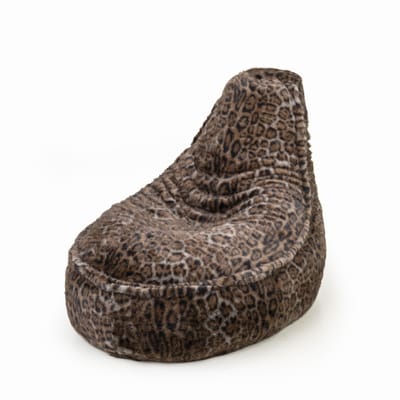 Drop & Sit - zitzak/stoel - stijlvolle bontlook (faux) - panterprint - donkerbruin - Noa JR - 100 Liter