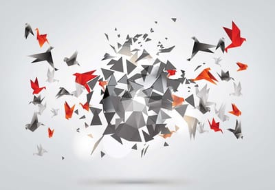 Fotobehang Explosion Birds Abstract | XL - 208cm x 146cm | 130g/m2 Vlies