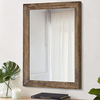 Rustieke Houten Rechthoekige Decoratieve Wandspiegel - Groot 65x45cm met Frame voor Slaapkamer, Woonkamer en Badkamer Decor