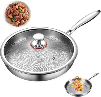Titanium Koekenpan - Kookgerei Pan - Gezond Koken - Fysieke Antiaanbaklaag - 26-30 cm - Zilverkleurig