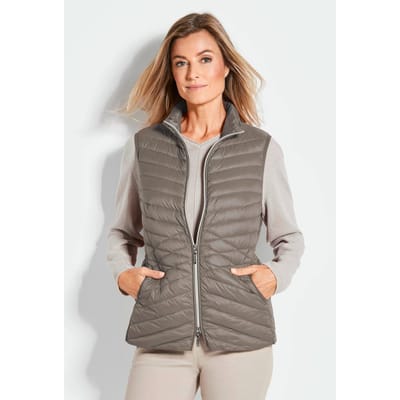 Doorgestikt vest van lichte dons - taupe - Gr. 42 van Goldner Fashion