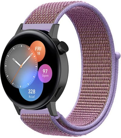 Nylon bandje geschikt voor Huawei GT 3 42mm / Huawei GT 3 Pro 43mm / Huawei GT 2 42mm - Lila