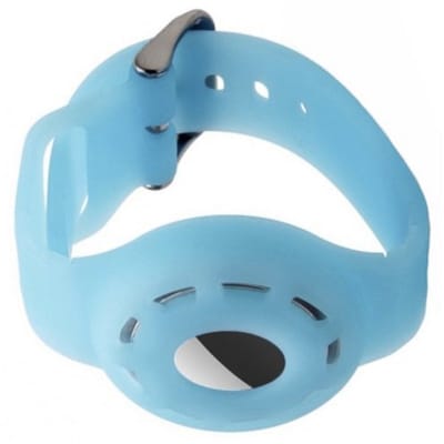 CHPN - Siliconen bandje geschikt voor AirTag - Blauw - Siliconen - AirTag armband - Poslbandje voor AirTag