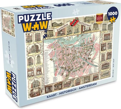 Puzzel Kaart - Historisch - Amsterdam - Legpuzzel - Puzzel 1000 stukjes volwassenen