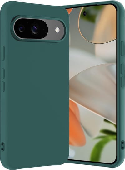 Hoes - Geschikt voor Google Pixel 9 - Sterk & Shockproof - Hoesje Cover - Siliconen Case - Donkergroen