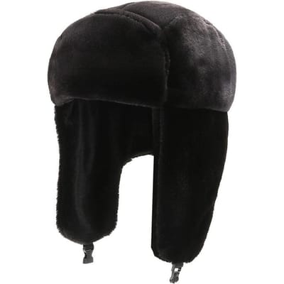 Chapeau Lei Feng d'hiver pour femmes Chapeau d'extérieur pour l'équitation Protection contre le froid et chaud Protection des oreilles Chapeau en coton épais avec velours pour hommes du Nord-Est one size black