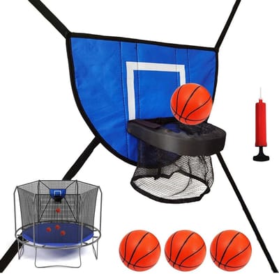 Trampoline Basketbalkorf - Springkussen basketbal - Actief spel - Breakaway rand - 49 x 36 cm - Blauw