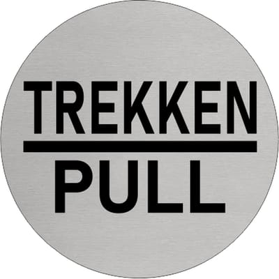 CombiCraft Aluminium deurbordje 'TREKKEN - PULL' Ø75 mm met 3M-tape