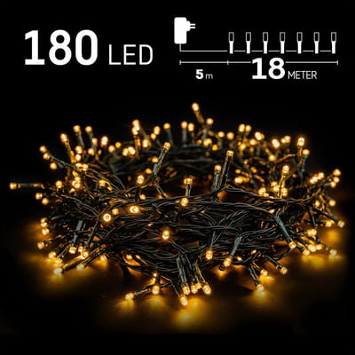 Kerstverlichting buiten - 18 meter 180 LED - Warm Wit - Lichtsnoer - IP44 Stekker met timerfunctie - Kerstboomverlichting - geschikt voor binnen en buiten - kerstverlichting led