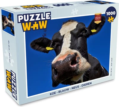 Puzzel Koe - Blauw - Neus - Dieren - Legpuzzel - Puzzel 1000 stukjes volwassenen