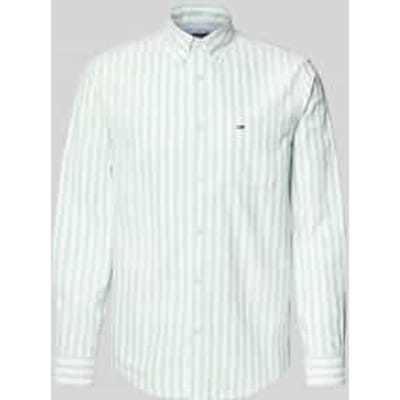 Tommy Hilfiger Tjm Regular Stripe Oxford Shirt Bahama Green Stripe Size: XXL | Casual Shirts Outlet | Heren | Groen