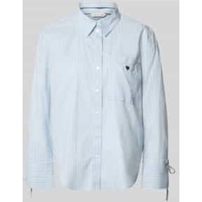 Tom Tailor - Oversized overhemdblouse met hartborduursel - Maat 34 - blue irregular stripe