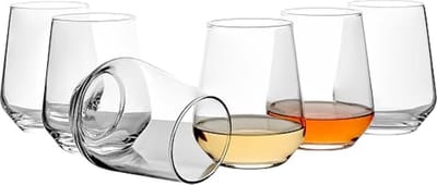 Waterglas, 425 ml, set van 6 stuks, klassieke water- en sapglazen, ideaal voor sinaasappelsap, elegant en klassiek glas voor thuis en diner