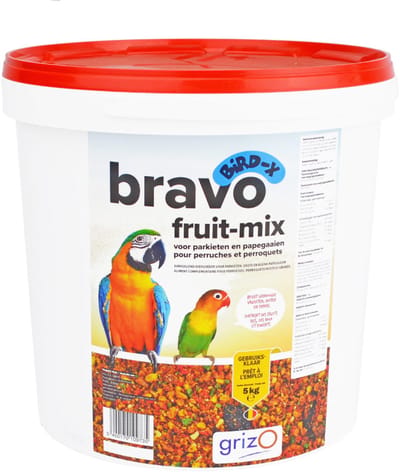 Bravo - Fruit-Mix Grof - voor parkieten en papegaaien - Emmer 5 kg
