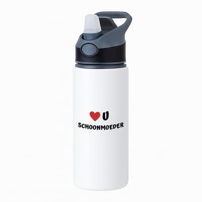Hacebo® - love u schoonmoeder waterfles met rietje zwart - Schoonmoeder - de liefste schoonmoeder - Moeder cadeautjes - moederdag - verjaardag - geschenk - kado - water fles - 650ML