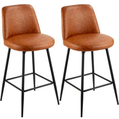 VEVOR Barkruk Barkruk 2 stuks (98 cm hoog) Keukenstoel met rugleuning en metalen frame, Bistrostoel (draagvermogen 136,1 kg) Keuken Eetkamer Keukeneiland Bar, Barkruk Keukenkruk Bruin