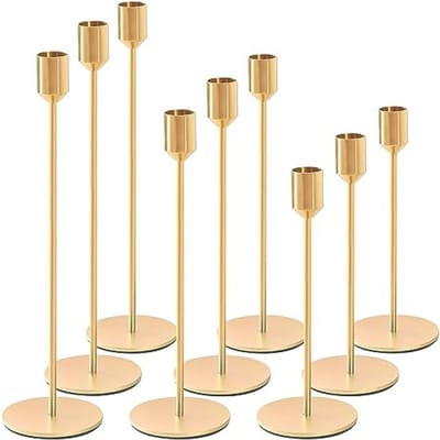 PromoHome Set van 9 Gouden Kaarshouders - Elegante Vintage Kandelaars voor Sfeerverlichting