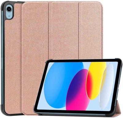 Tablet Hoes geschikt voor de Apple iPad 11 (2025) A16 / 10.9 (2022) | Book Case met Standaard | Kunstlederen Beschermhoes | Tri-fold | Roze Goud