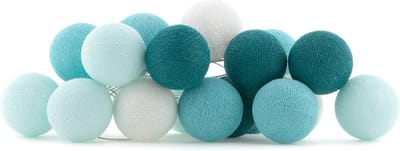 Cotton Ball Lights - LED lichtslinger voor binnen - Handgemaakt en Fairtrade - 20 lampjes - Aqua