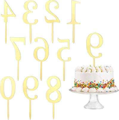 Taarttoppers Happy Birthday - 10 stuks - Herbruikbare taartdecoratie voor verjaardag - Geschikt voor alle leeftijden - Verjaardagsfeesten en bruiloftsfeesten - 0-9 Taartdecoratie
