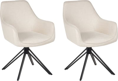 JODAR - Eetkamerstoel set van 2 - Lichtbeige - Polyester