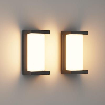 Set van 2 Moderne LED Buiten Wandlampen Zwart - IP65 Waterdicht - Warm Wit Licht 3000K