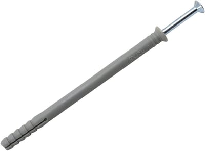 Nylon Hamer-in Bevestiging - Kozijnplug Nylon - Kozijnen Bevestigen - Voorgemonteerde Plug en Schroef - 8 x 120mm - Grijs