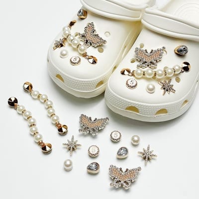 Schoenaccessoires-geschikt voor crocs charms- geschikt voor crocs pins- geschikt voor crocs Accessoires- geschikt voor Crocs Jibbitz-CJ-261 parelketting vol diamant vlinder