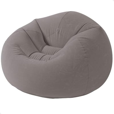 Inflating Furniture - Grey Beanless Bag Chair - 1.14 m x 1.14 m x 71 cm - Comfortable Seating