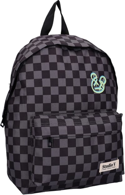 Studio V Double Check - Rugzak - Gevoerd - 11,5 liter - 37 x 26 x 12 cm - Geruit - Zwart