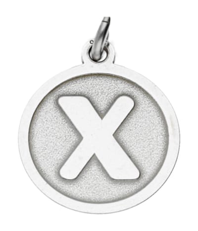 Zilveren Letter X rond mat en glans kettinghanger