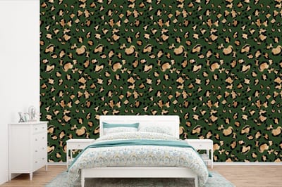 Behang - Fotobehang Panter - Goud - Patronen - Luxe - Breedte 360 cm x hoogte 240 cm