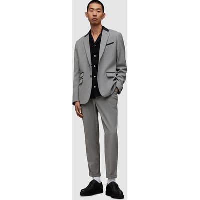 AllSaints Buller Blazer Light Grey Size: 34 | Blazers Outlet | Heren | Zwart